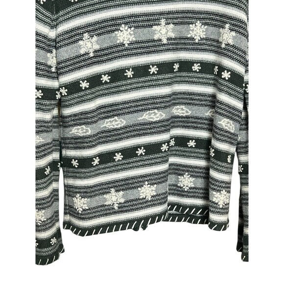 VTG Snowflake Winter Knit Button Fall Holiday Green Cardigan Hand Embroidered Sm - Picture 13 of 13